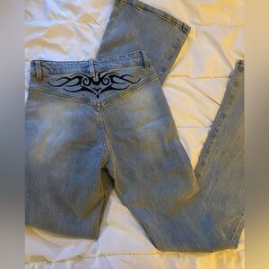Y2k inspired fashion nova embroidered jeans